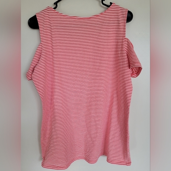 Michael Kors Striped Shirt with Cutout Shoulders Size Large - Picture 2 of 5